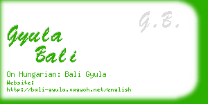gyula bali business card